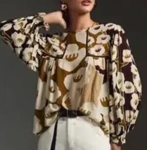 Bl^nk London x Anthropologie Miranda Peasant Blouse Womens XS Bl-nk Floral